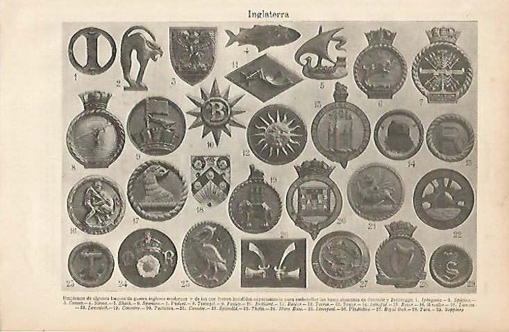 LAMINA ESPASA 4615: Emblemas de buques de guerra ingleses