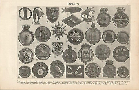 LAMINA ESPASA 4615: Emblemas de buques de guerra ingleses
