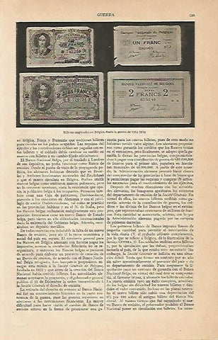 LAMINA ESPASA 493: Billetes de Belgica desde 1918