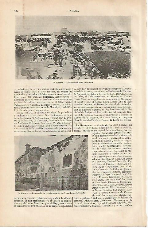 LAMINA ESPASA 476: La Habana. Calle del Cementerio y la Muralla de las Ejecuciones