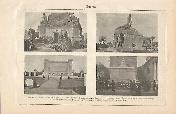 LAMINA ESPASA 491: Monumentos a las victimas de la Primera Guerra Mundial
