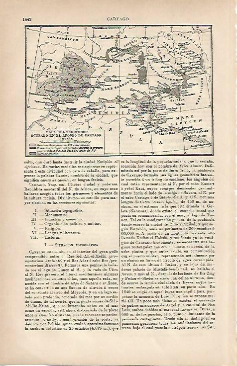 LAMINA ESPASA 4396: Mapa del territorio dominado por Cartago