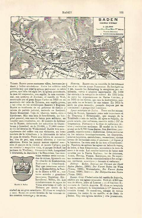 LAMINA ESPASA 30718: Plano de Baden Austria