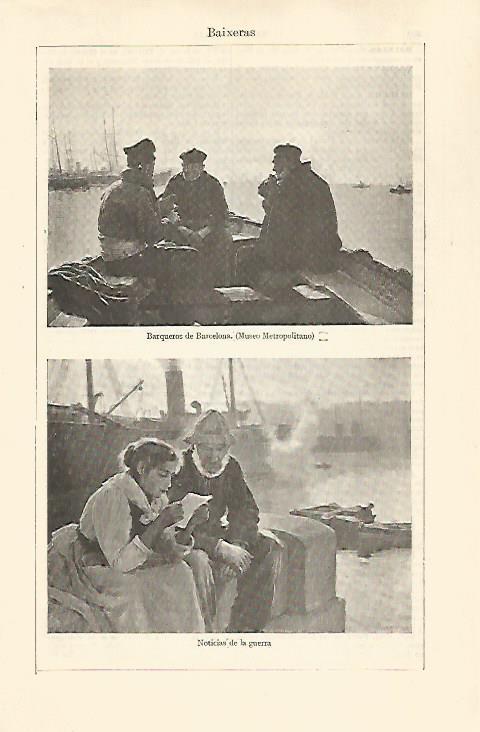 LAMINA ESPASA 30740: Barqueros de Barcelona y Noticias de la guerra por Baixeras
