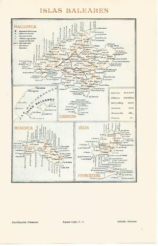 LAMINA ESPASA 30751: Mapa de las Islas Baleares