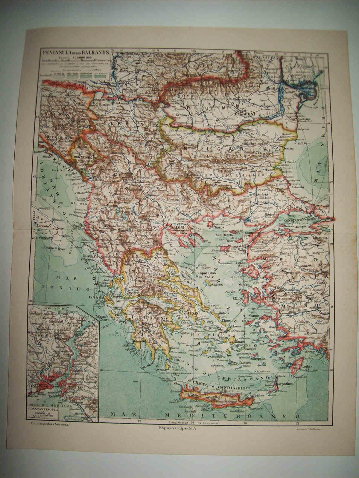 LAMINA ESPASA 30754: Mapa de la peninsula de los Balcanes