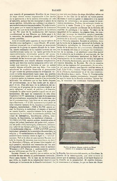 LAMINA ESPASA 30756: Sepulcro de Balmes en la Catedral de Vic Barcelona