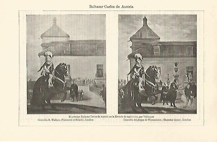 LAMINA ESPASA 30759: El principe Carlos de Austria en la Escuela de Equitacion por Velazquez