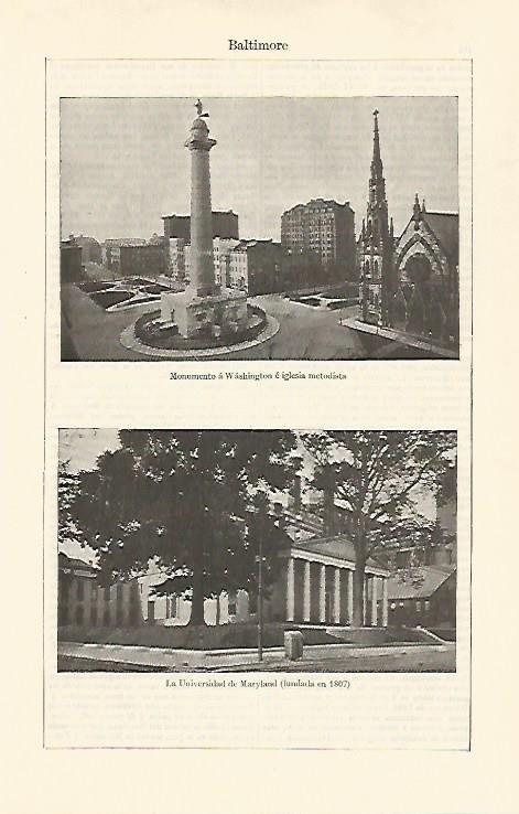 LAMINA ESPASA 30762: Monumento a Washington y Universidad de Maryland en Baltimore USA