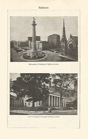 LAMINA ESPASA 30762: Monumento a Washington y Universidad de Maryland en Baltimore USA