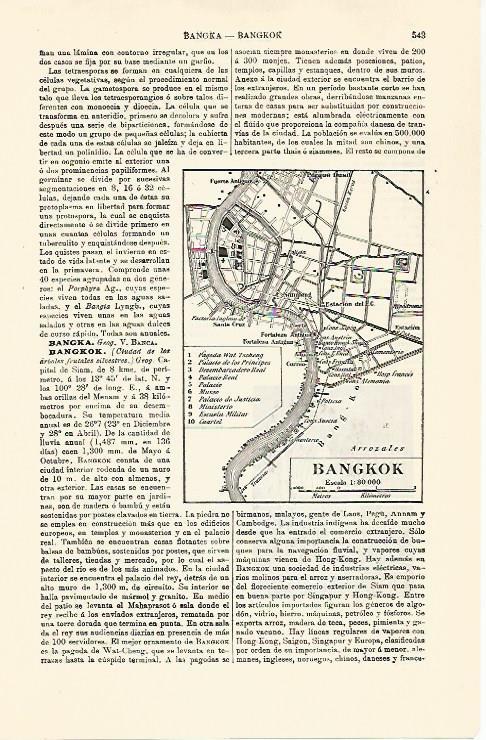 LAMINA ESPASA 30781: Plano de Bangkok Tailandia
