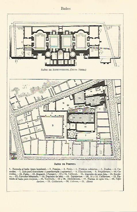 LAMINA ESPASA 30787: Baños de Badenweiller Alemania y Pompeya Italia
