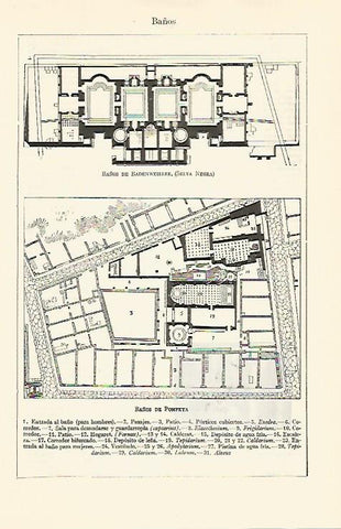 LAMINA ESPASA 30787: Baños de Badenweiller Alemania y Pompeya Italia