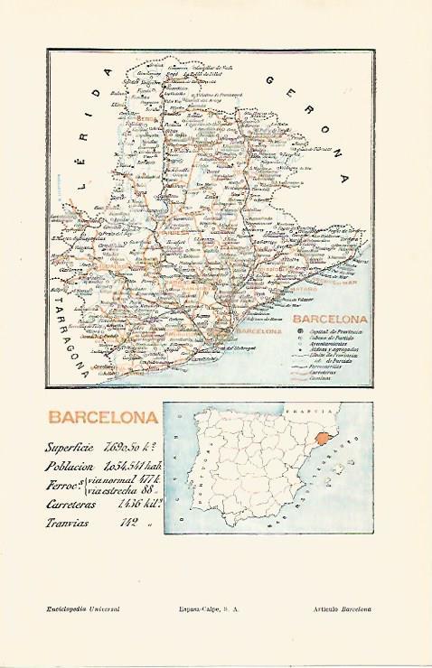 LAMINA ESPASA 30808: Mapa de la provincia de Barcelona