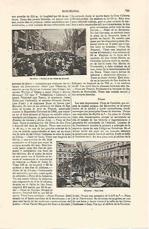 LAMINA ESPASA 30811: Las Ramblas y Plaza Real de Barcelona