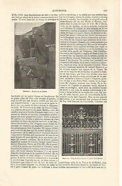 LAMINA ESPASA 30815: Gargola y verja de la Catedral de Barcelona