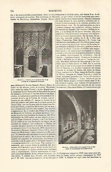 LAMINA ESPASA 30817: Capilla de San Jordi y antigua Lonja en Barcelona