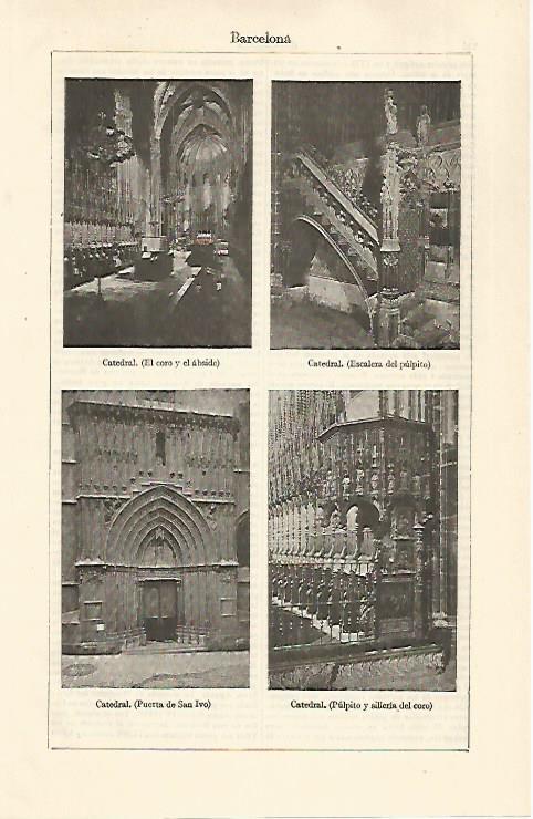 LAMINA ESPASA 30818: Interior de la Catedral de Barcelona