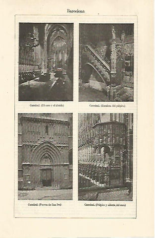 LAMINA ESPASA 30818: Interior de la Catedral de Barcelona