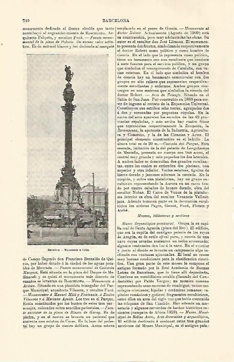 LAMINA ESPASA 30821: Monumento a Colon en Barcelona