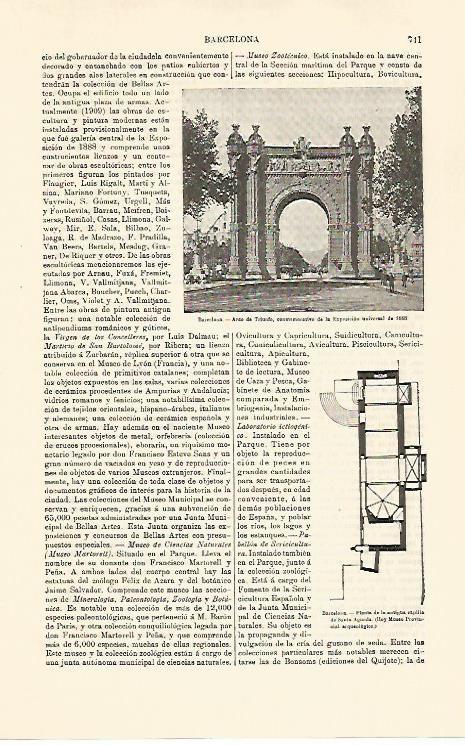 LAMINA ESPASA 30822: Arco del Triunfo en Barcelona