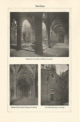 LAMINA ESPASA 30823: Claustro de la Catedral de Barcelona y Sant Pere del Camp