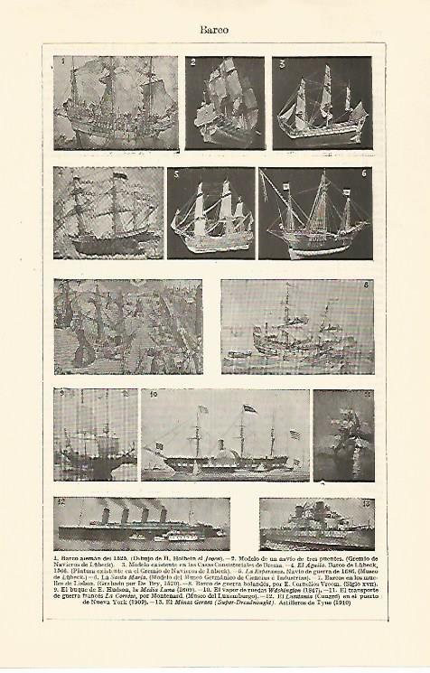 LAMINA ESPASA 30830: Tipos de barcos del siglo XVI al XX