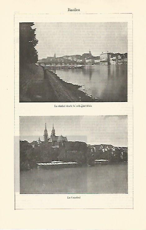 LAMINA ESPASA 30856: Catedral y vista de Basilea Suiza