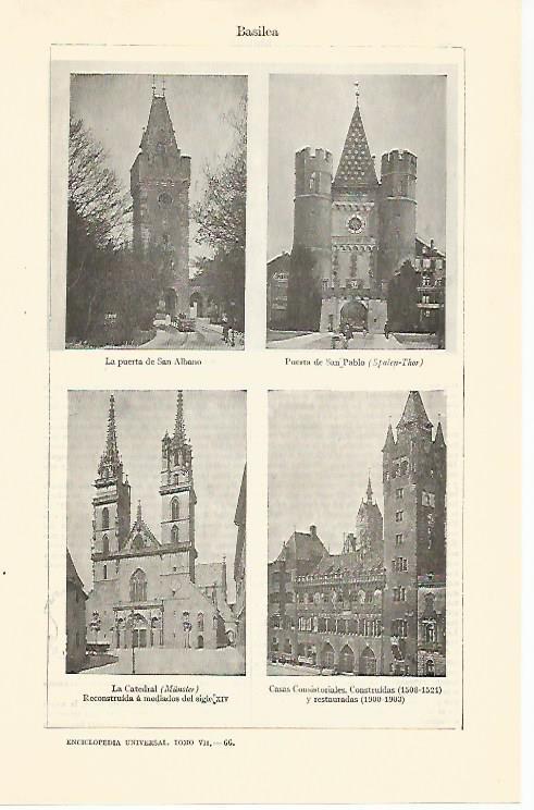 LAMINA ESPASA 30858: Edificios de Basilea Suiza