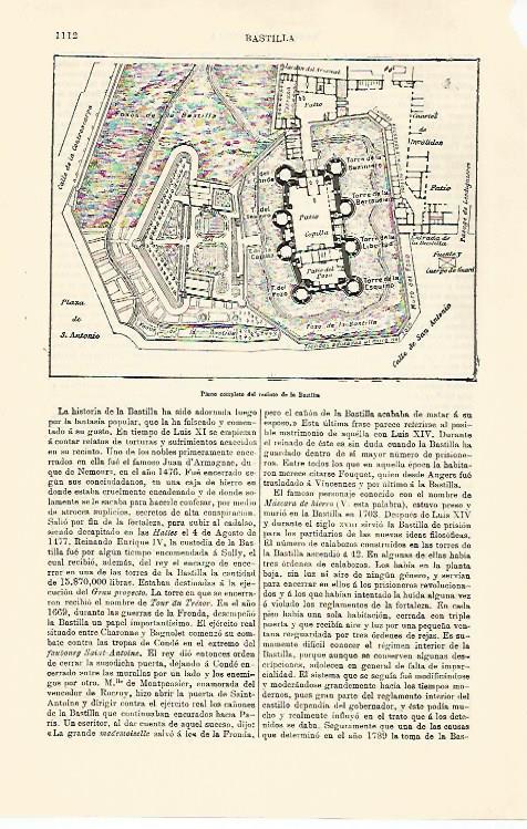 LAMINA ESPASA 30869: Plano de la Bastilla Paris