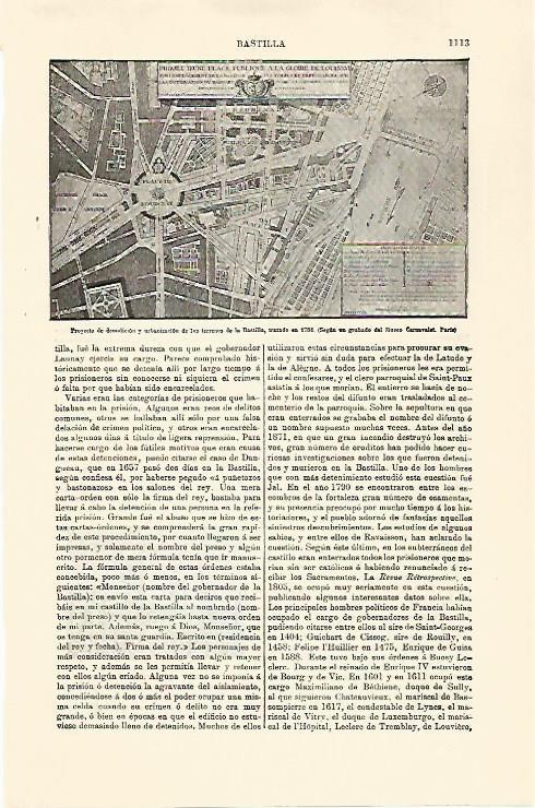 LAMINA ESPASA 30870: Proyecto de demolicion de la Bastilla en 1784