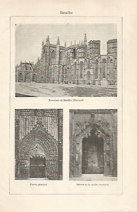 LAMINA ESPASA 30873: Puertas y fachadas del Monasterio de Batalha Portugal
