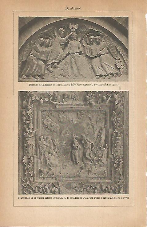 LAMINA ESPASA 30883: Timpano por Marchione y Puerta de la Catedral de Pisa