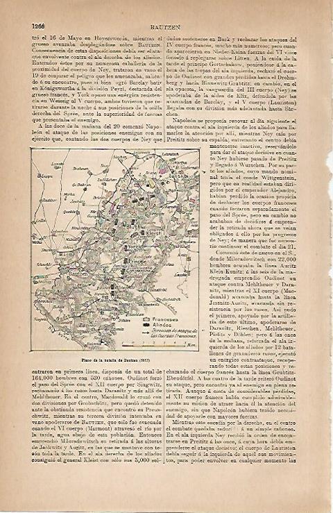 LAMINA ESPASA 30889: Plano de la Batalla de Bautzen en 1813