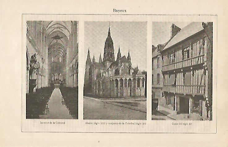 LAMINA ESPASA 30892: Catedral y Casas de Bayeux Francia