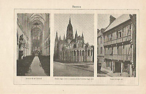 LAMINA ESPASA 30892: Catedral y Casas de Bayeux Francia