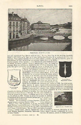 LAMINA ESPASA 30896: Rio Adour en Bayona Francia
