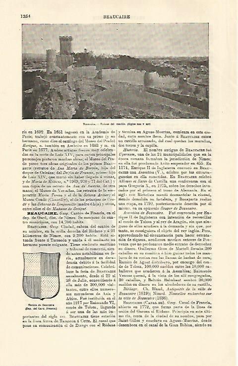 LAMINA ESPASA 30901: Castillo de Beaucaire Francia