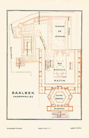 LAMINA ESPASA 30922: Plano de la Acropolis de Baalbek