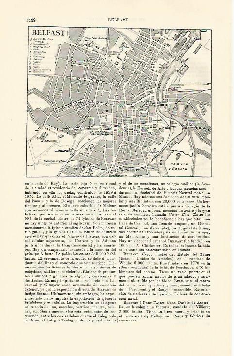 LAMINA ESPASA 30936: Plano de Belfast Irlanda