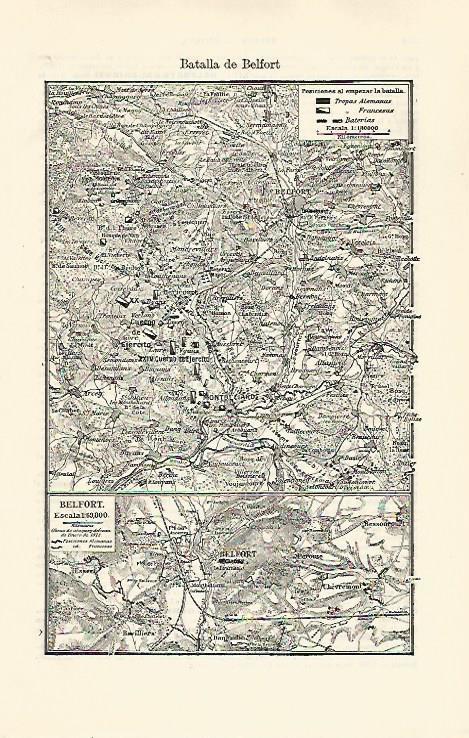 LAMINA ESPASA 30938: Mapa de la Batalla de Belfort