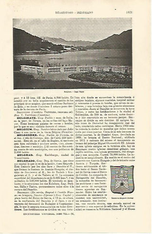 LAMINA ESPASA 30946: Lago Mayor y escudo de Belgrado Serbia