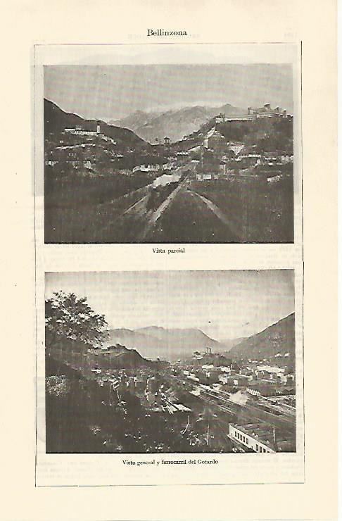 LAMINA ESPASA 30958: Vistas de Bellinzona Suiza