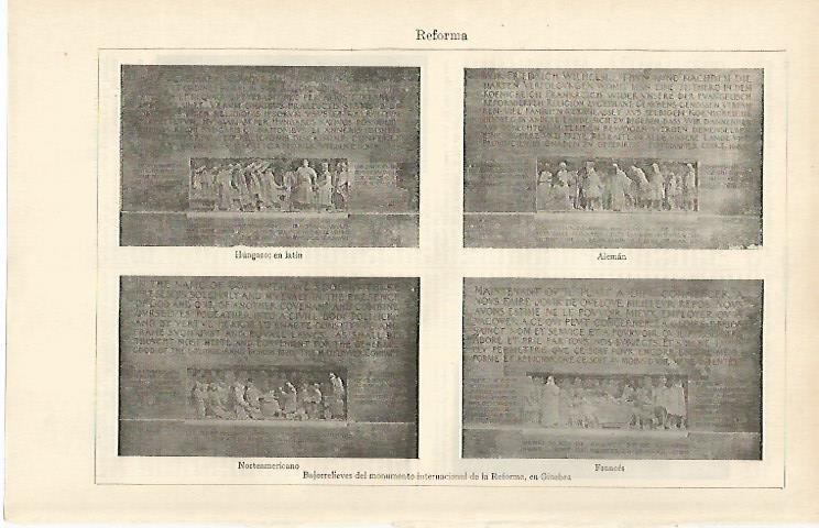 LAMINA ESPASA 30966: Bajorrelieves del Monumento Internacional de la Reforma en Ginebra
