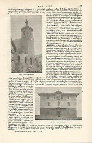 LAMINA ESPASA 30978: Iglesia y Ayuntamiento de Regil Guipuzcoa