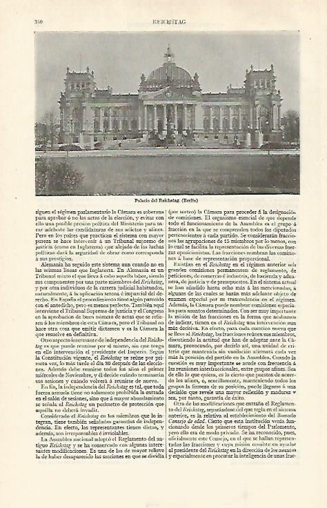 LAMINA ESPASA 30984: Palacio de Reichstag en Berlin