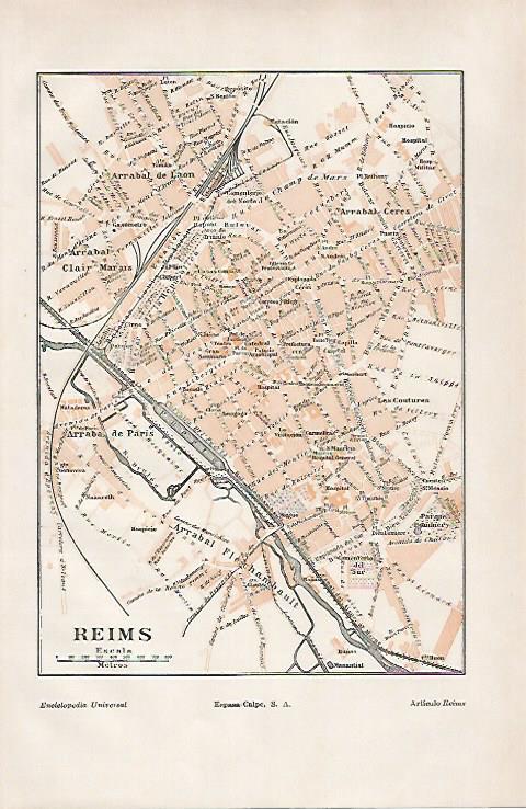 LAMINA ESPASA 30986: Plano de Reims Francia
