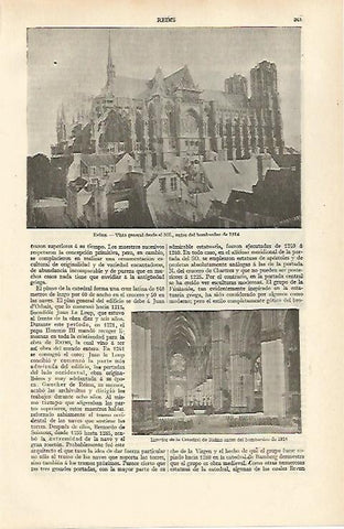 LAMINA ESPASA 30987: Catedral de Reims antes de 1914