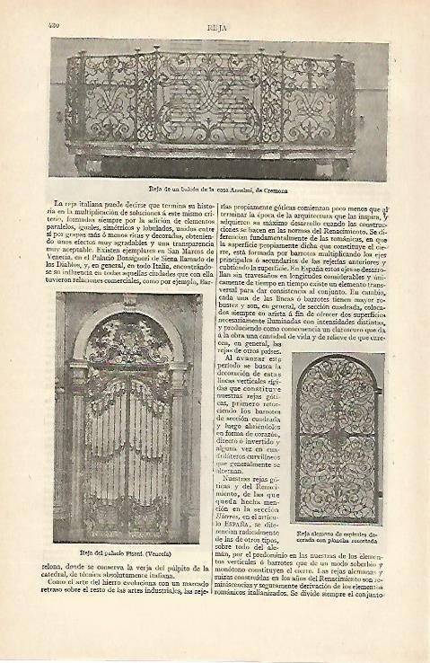 LAMINA ESPASA 30998: Rejas en Cremona Venecia y Alemania