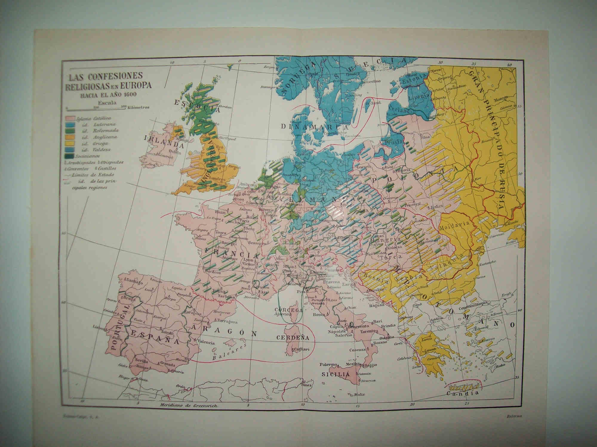 LAMINA ESPASA 31013: Mapa de las religiones de Europa
